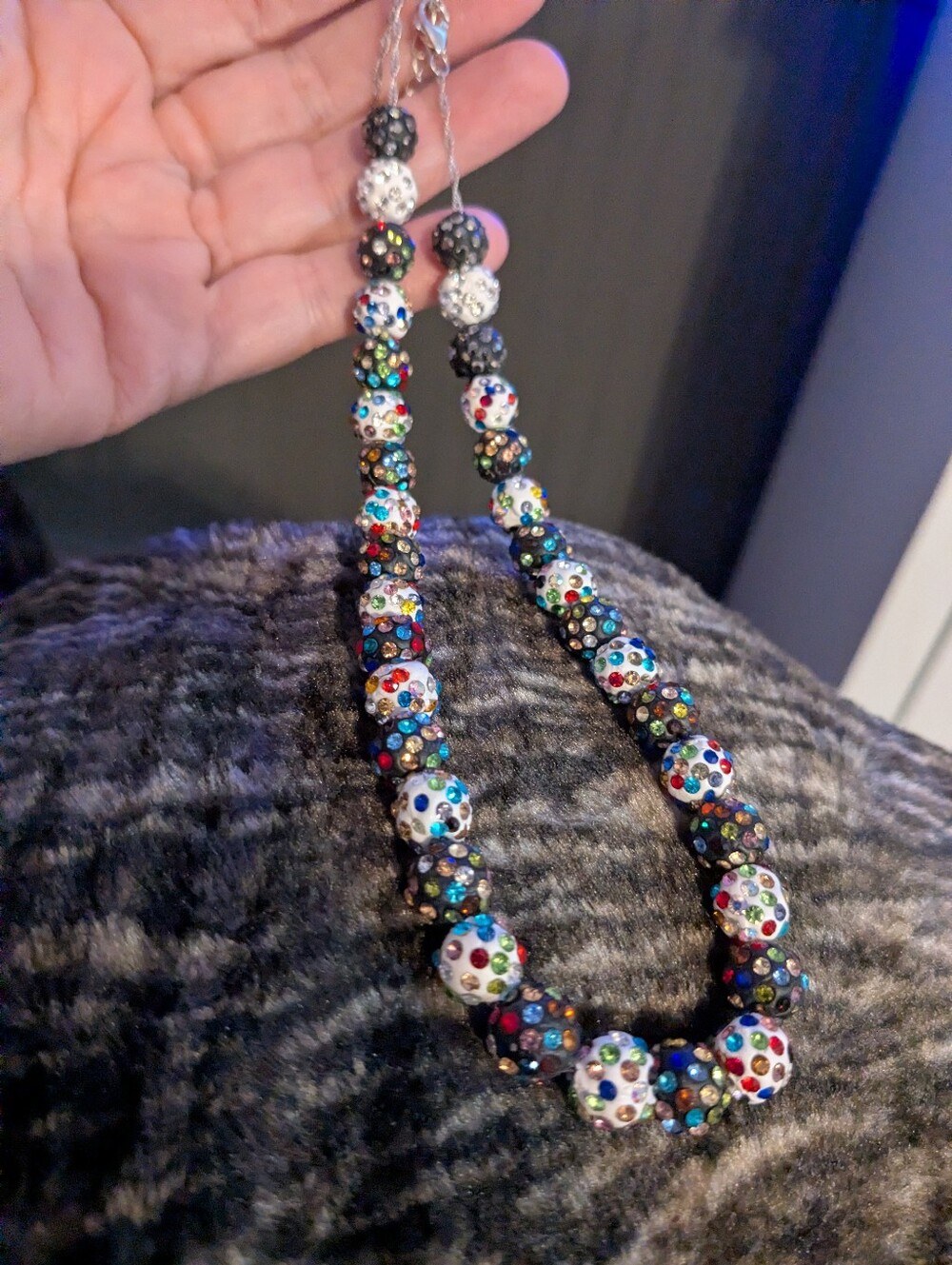 Multicolor Disco Crystal Ball Beaded Statement Necklace - Women Jewelry